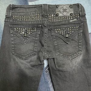 Miss Me Jeans Boot Cut Dark Jeans With  Rhinestone Crystal Stones